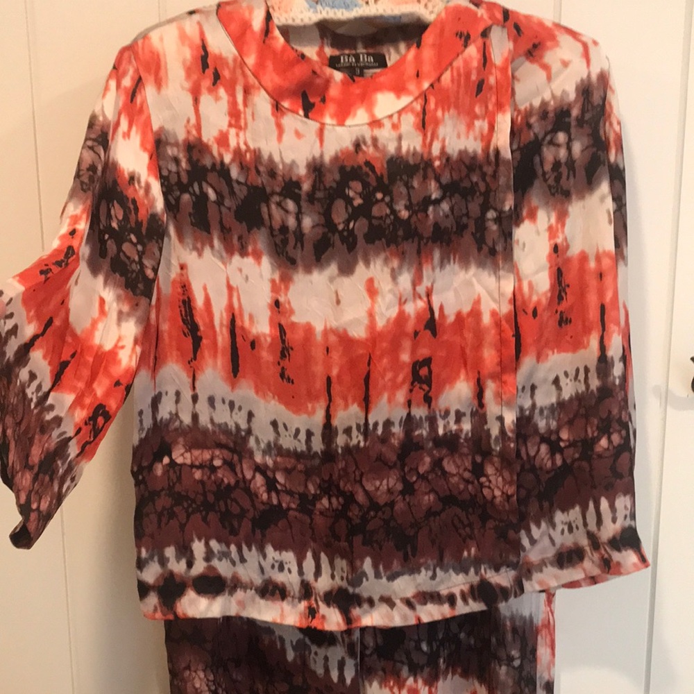 Red and Brown Hand Dyed Silk Set